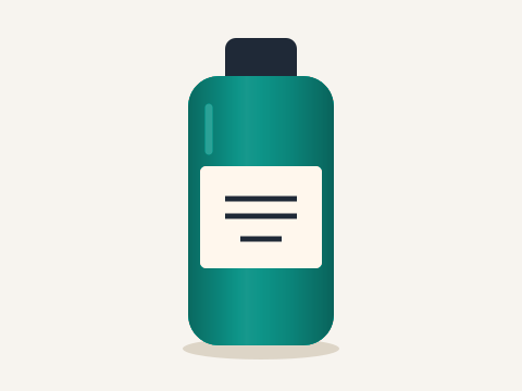 Recolored Original illustrated bottle mockup recolored teal, with its label retained