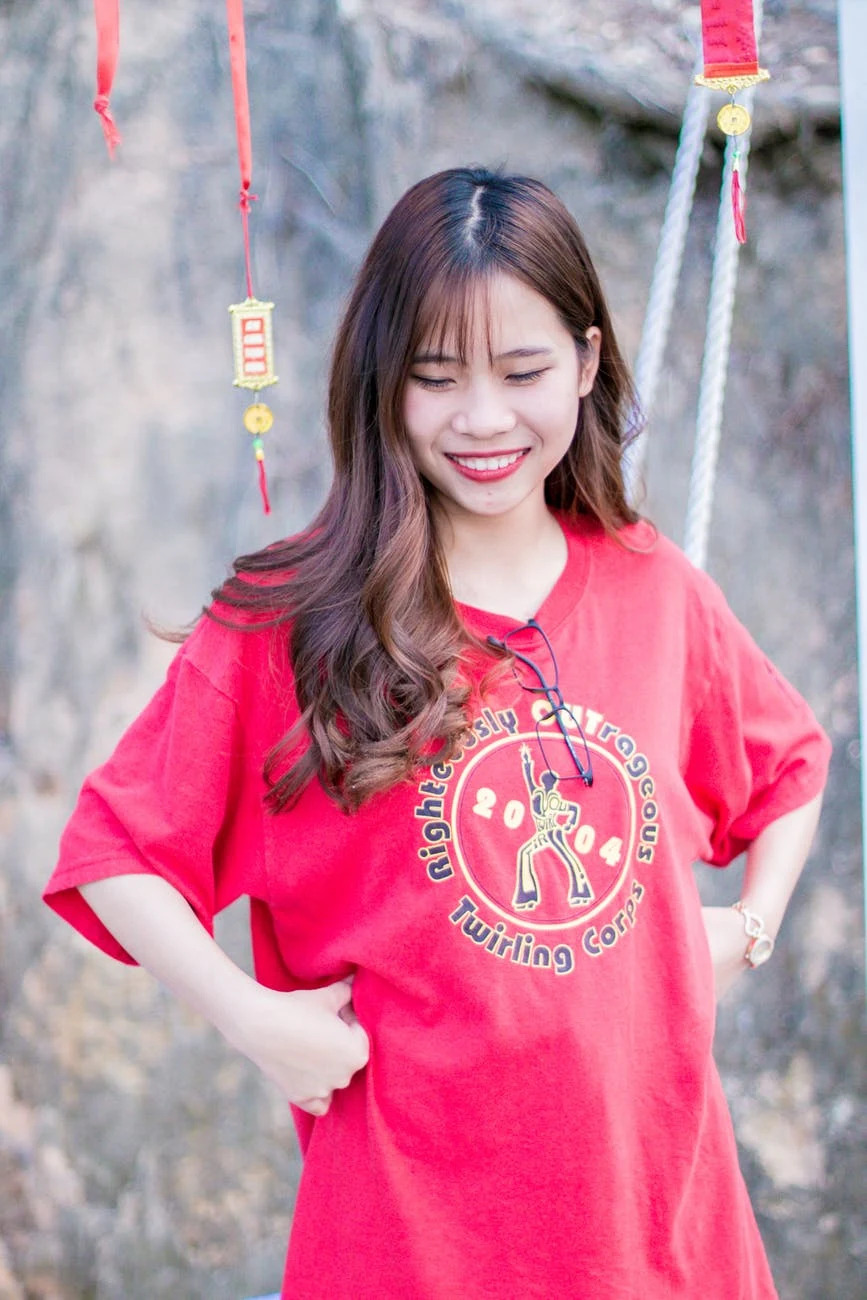Original Red shirt recolored blue while the surrounding photo is protected